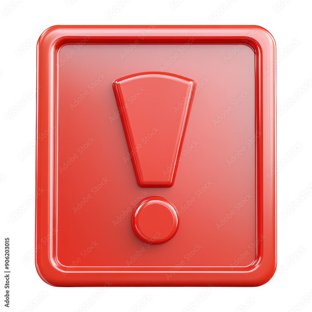 3D Red Exclamation Mark in Square on Transparent PNG Background for Urgent Alerts . Generative ai 3D Red Exclamation Mark in Square on Transparent PNG Background for Urgent Alerts . Generative ai