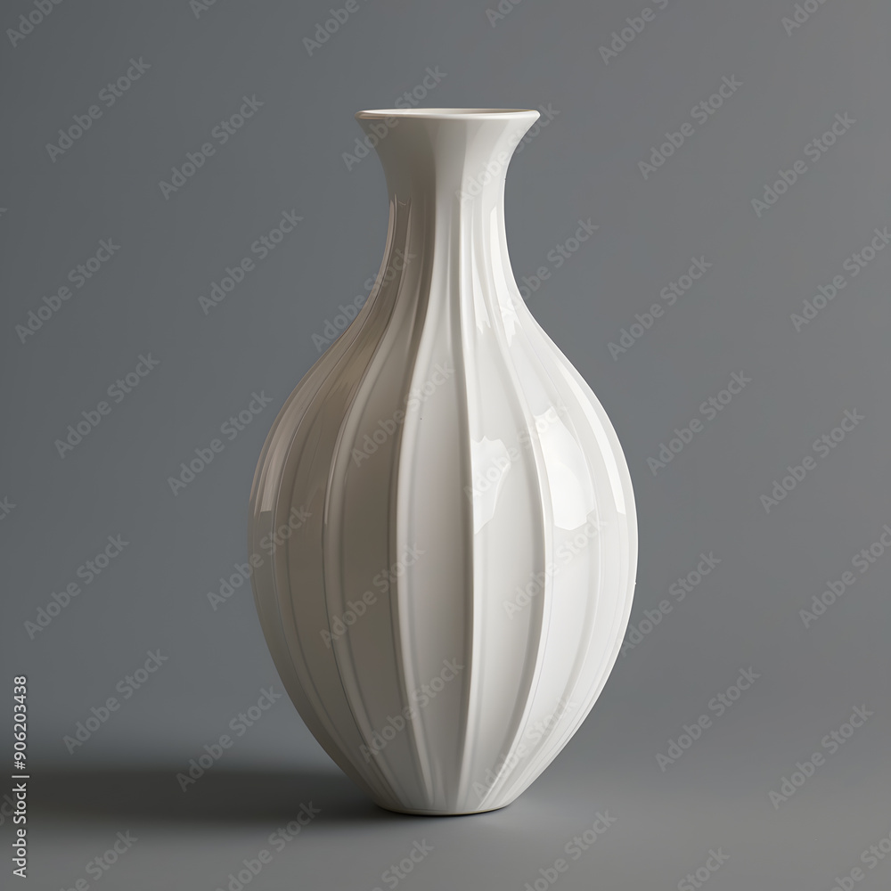 White ceramic vase isolated on grey background White ceramic vase isolated on grey background