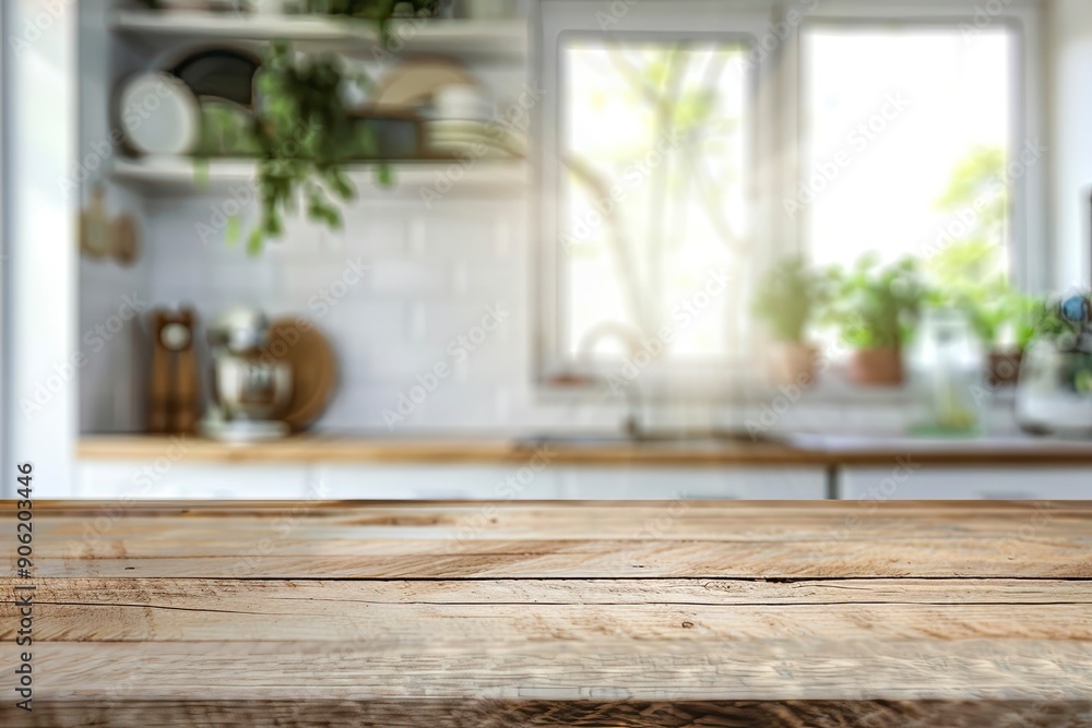 kitchen table background, wood counter top on blur of white clean abstract home interior with bokeh. used for display or montage your wooden for dining background with generative ai kitchen table background, wood counter top on blur of white clean abstract home interior with bokeh. used for display or montage your wooden for dining background with generative ai