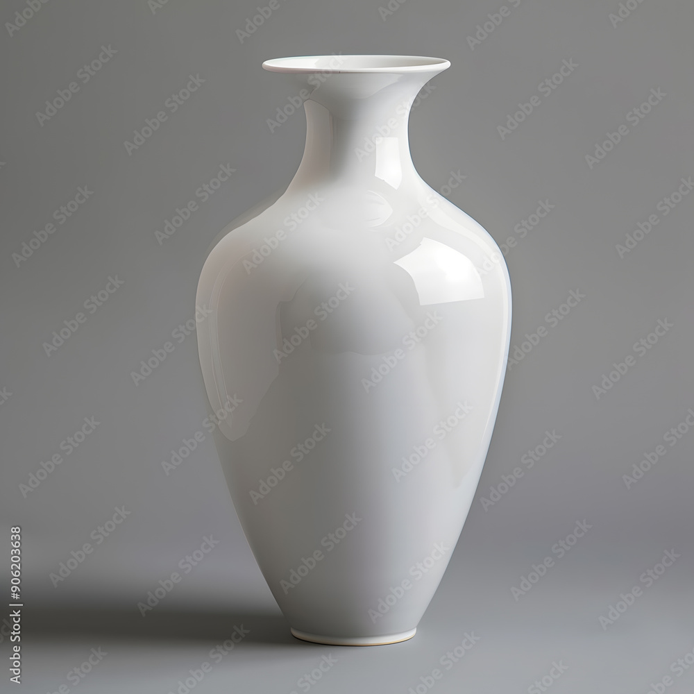 White ceramic vase isolated on grey background