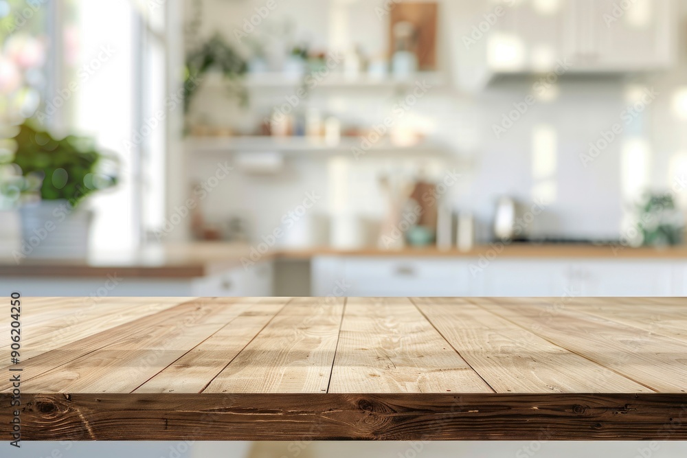 kitchen table background, wood counter top on blur of white clean abstract home interior with bokeh. used for display or montage your wooden for dining background with generative ai kitchen table background, wood counter top on blur of white clean abstract home interior with bokeh. used for display or montage your wooden for dining background with generative ai