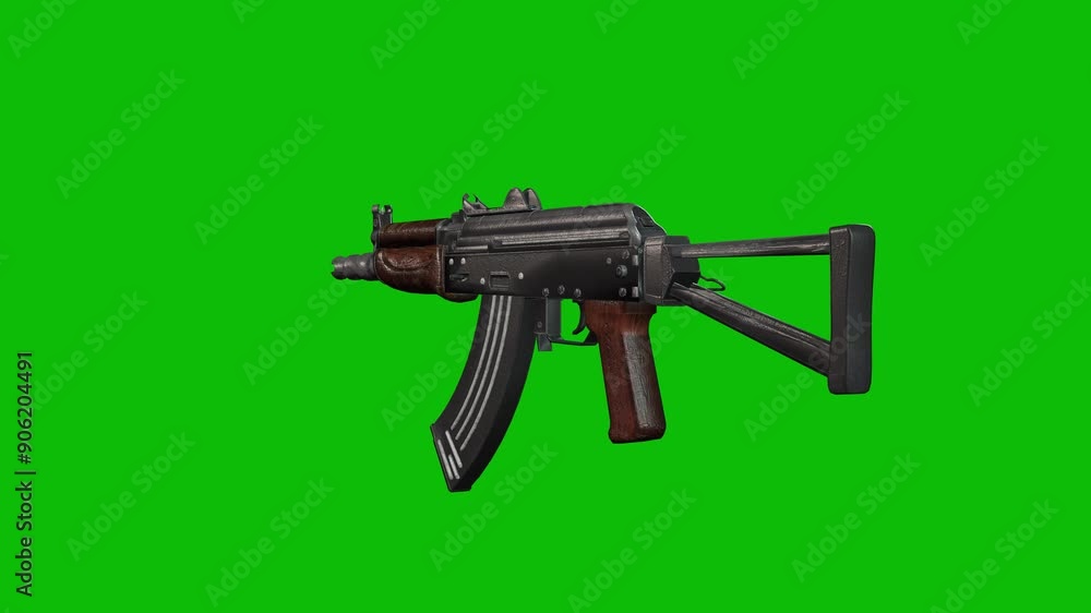 3D model of a modern SKS Assault rifle machine gun rotating 360 degrees on green screen 3D animation 3D model of a modern SKS Assault rifle machine gun rotating 360 degrees on green screen 3D animation