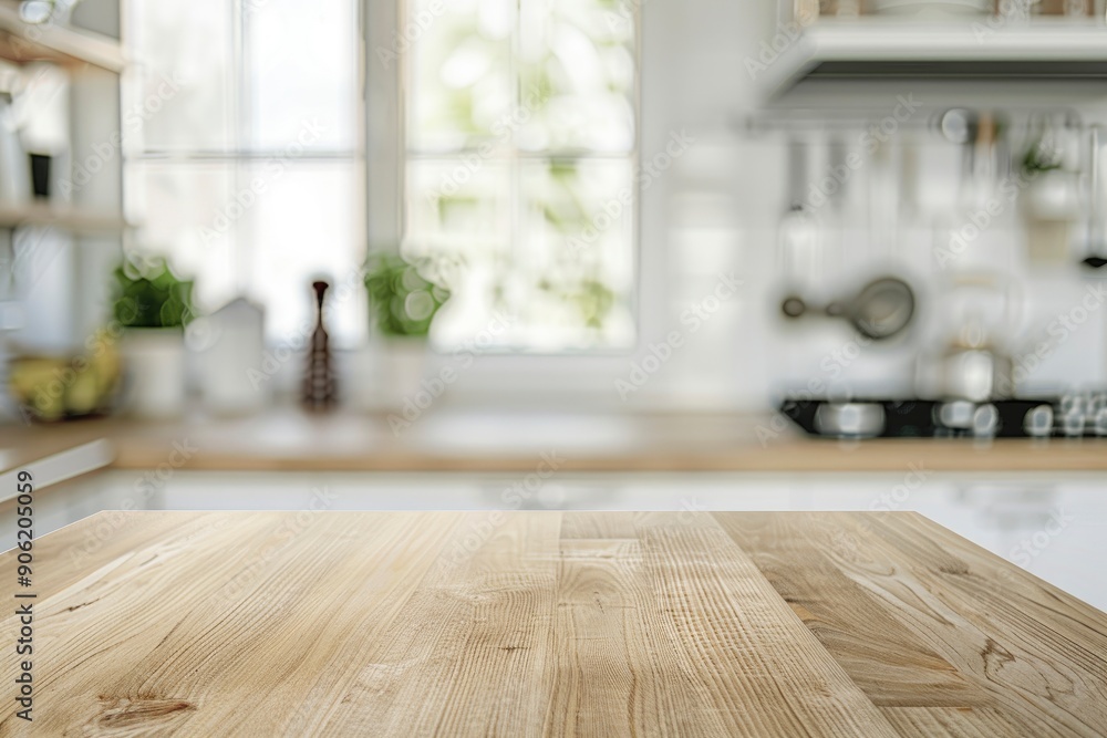 kitchen table background, wood counter top on blur of white clean abstract home interior with bokeh. used for display or montage your wooden for dining background with generative ai kitchen table background, wood counter top on blur of white clean abstract home interior with bokeh. used for display or montage your wooden for dining background with generative ai