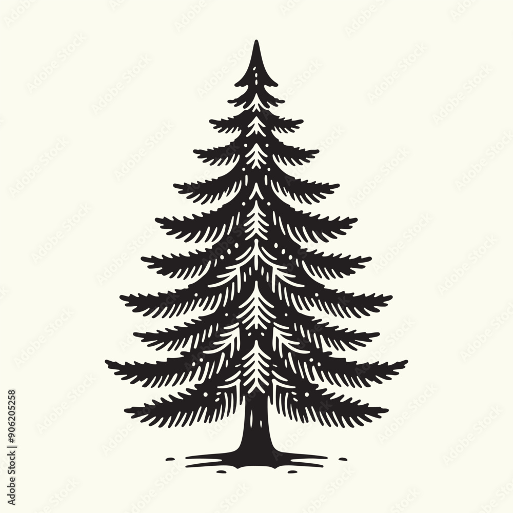 Obraz premium Pine Tree Silhouette vector illustration isolated in an empty background
