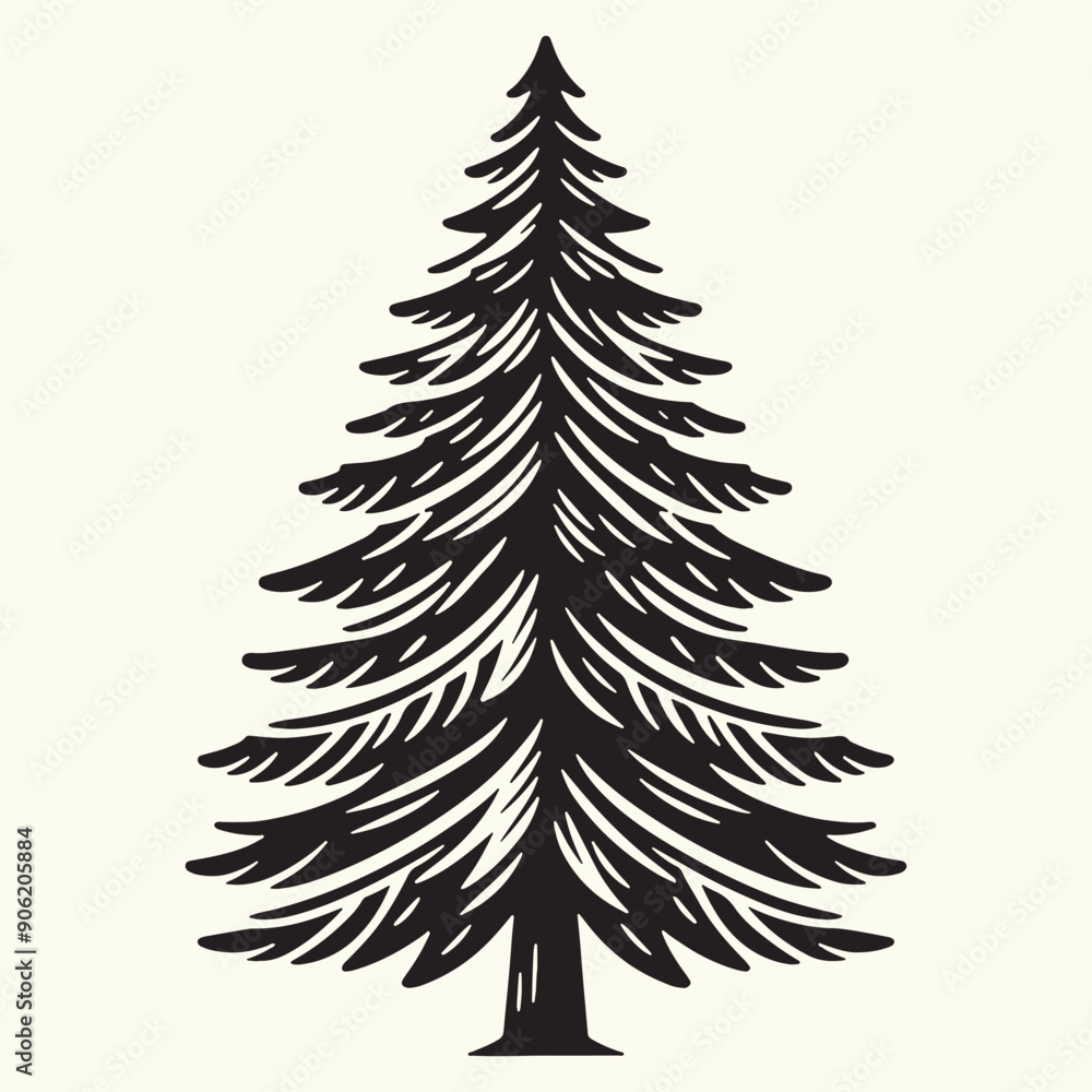 Obraz premium Pine Tree Silhouette vector illustration isolated in an empty background