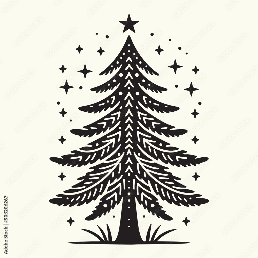 Obraz premium Pine Tree Silhouette vector illustration isolated in an empty background