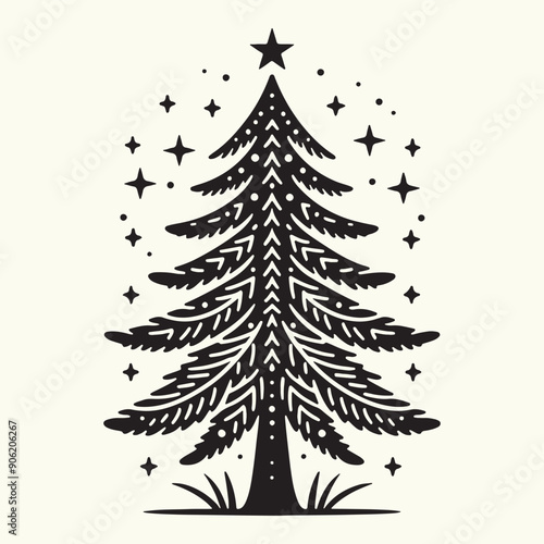 Pine Tree Silhouette vector illustration isolated in an empty background