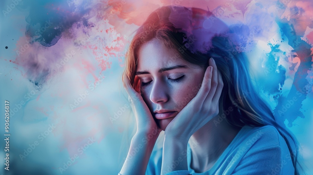 Fototapeta premium Mental Health: Our emotional, psychological, and social well-being impacting thoughts, feelings, and actions. It includes effectively managing stress, anxiety, and depression. 