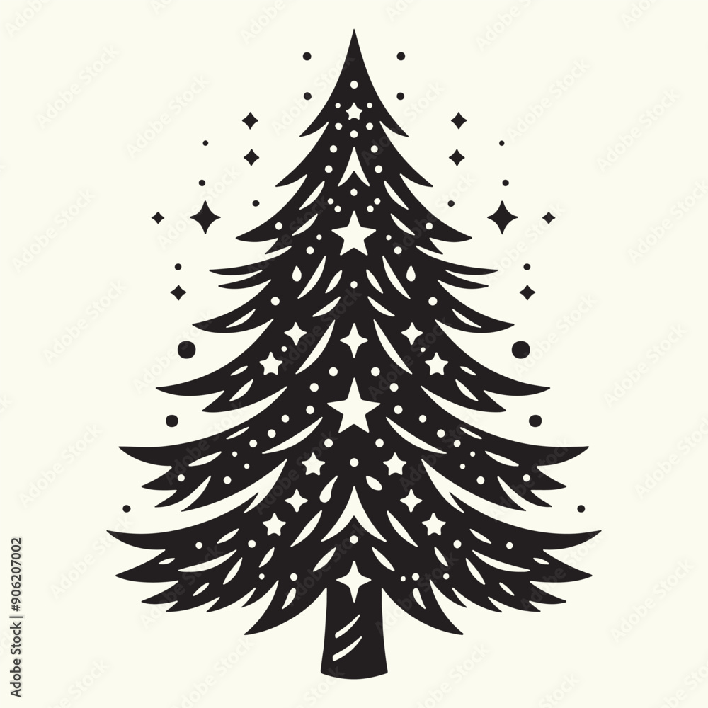 Obraz premium Pine Tree Silhouette vector illustration isolated in an empty background
