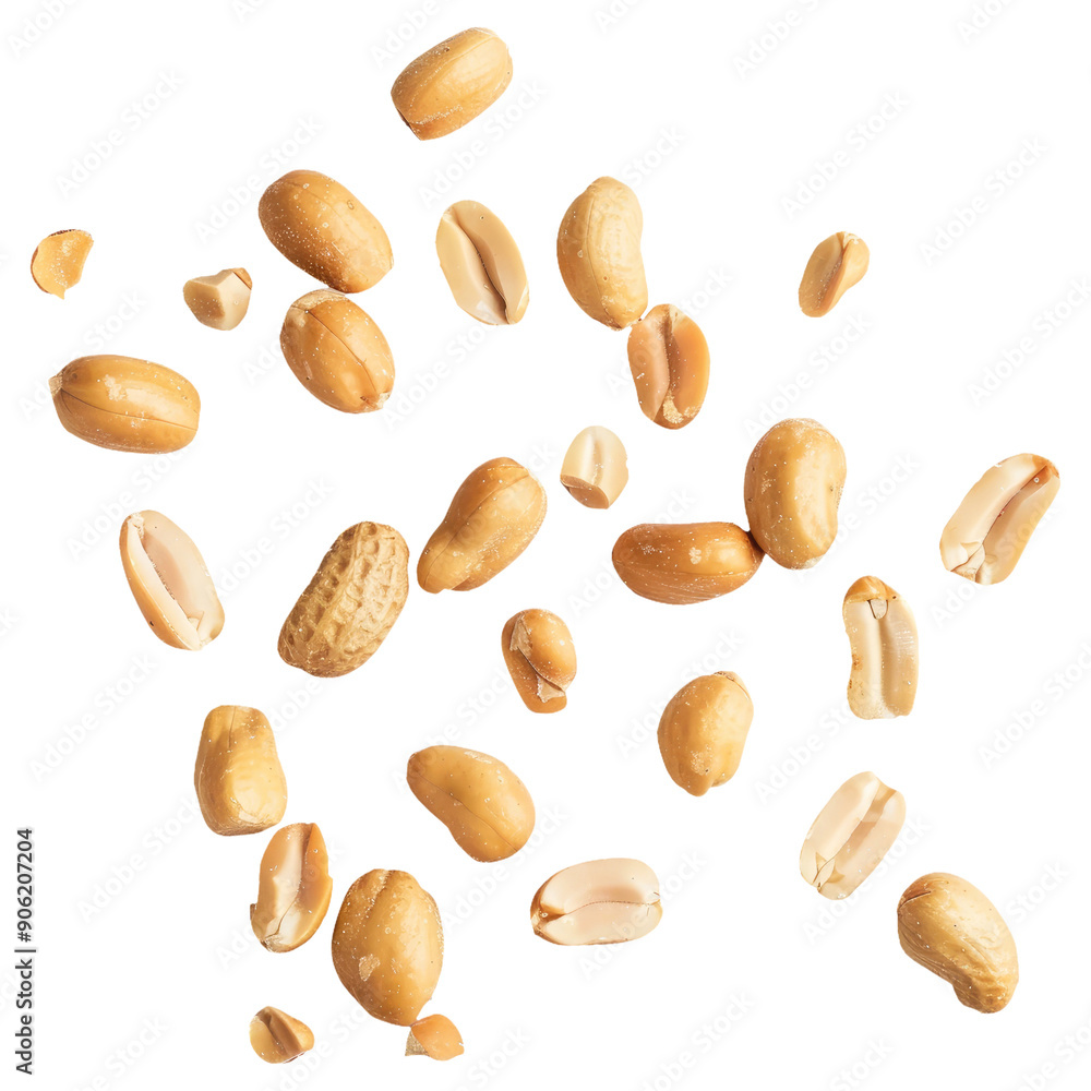 Obraz premium Tasty and nutritious peanuts isolated on transparent white background, clipping path