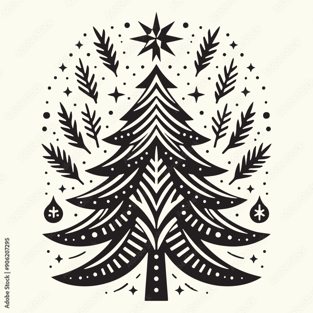 Fototapeta premium Pine Tree Silhouette vector illustration isolated in an empty background