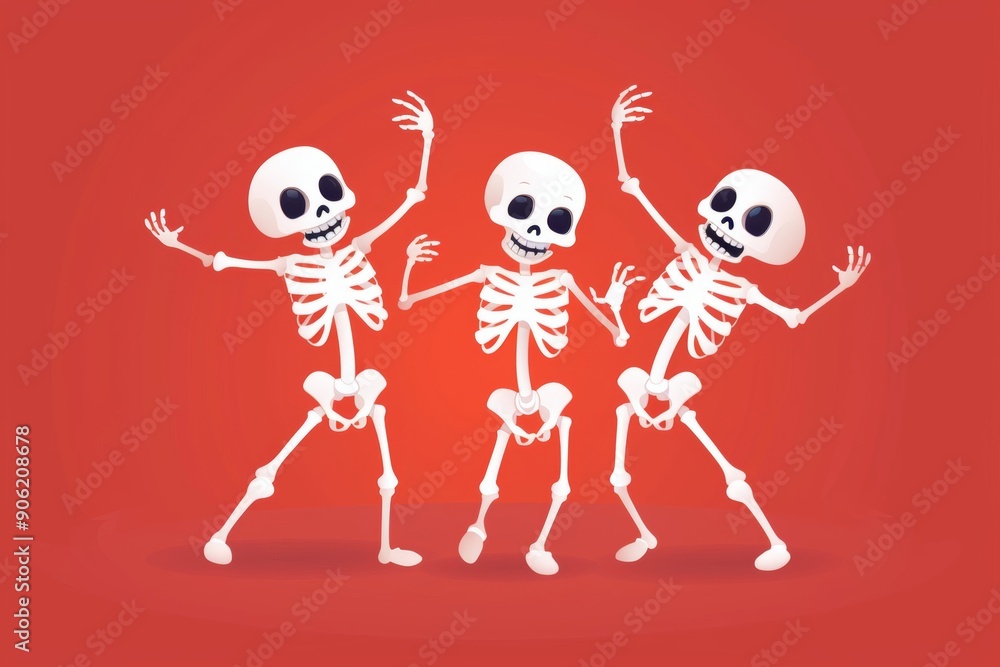 skeletons dancing in a lively, spooky fun atmosphere. skeletons dancing in a lively, spooky fun atmosphere.