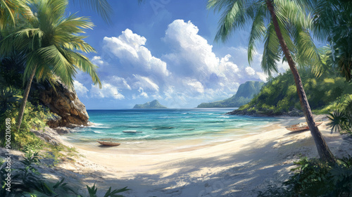 Summer views of a tropical beach