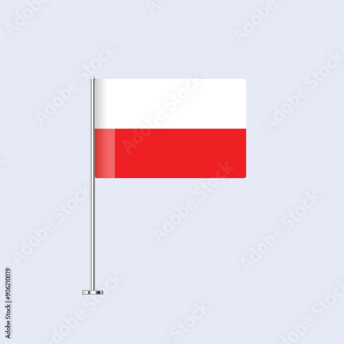 Isolated Poland Table Flag on Pole, Polish Flag Vector Design for Print and Web