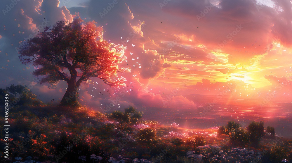 A scene of Landscape representing the future after Rain. AI generated Image. A scene of Landscape representing the future after Rain. AI generated Image.