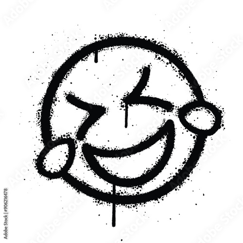 Graffiti spray laugh isolated on white background