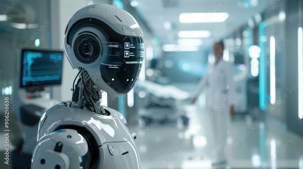 Futuristic AI-driven Robotic Assistant in a Modern Hospital Setting with Advanced Medical Technology Futuristic AI-driven Robotic Assistant in a Modern Hospital Setting with Advanced Medical Technology