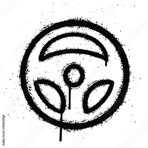 Graffiti spray steering wheel isolated on white background