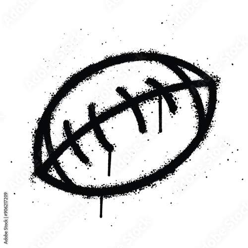 Graffiti spray american football isolated on white background