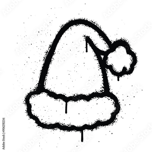 Graffiti spray christmas hat isolated on white background