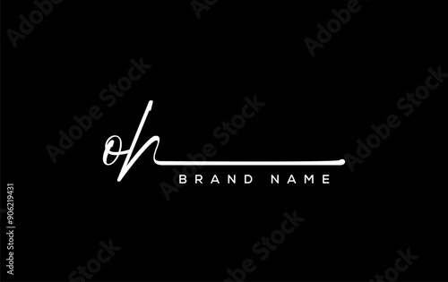 OH letter beauty handwriting vector logo.