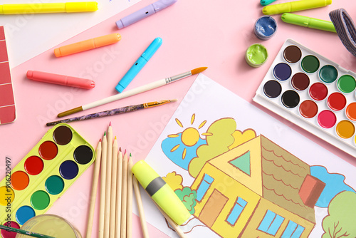 Children's drawing with col...