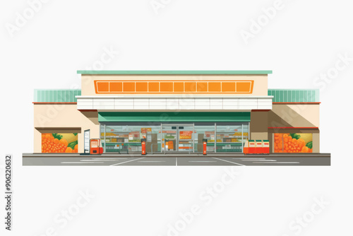 Modern convenience store exterior illustration