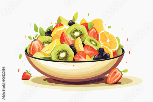 Fresh colorful fruit salad bowl
