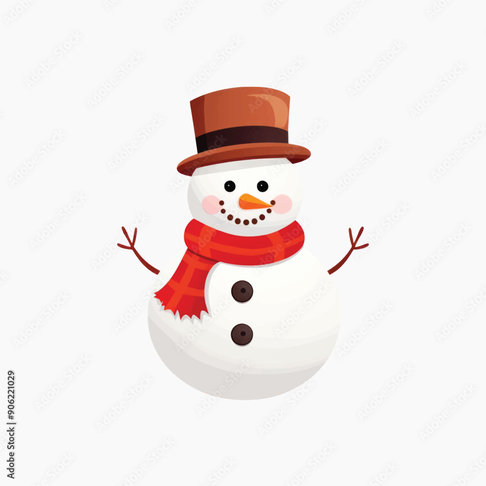 Cheerful snowman with red scarf Cheerful snowman with red scarf