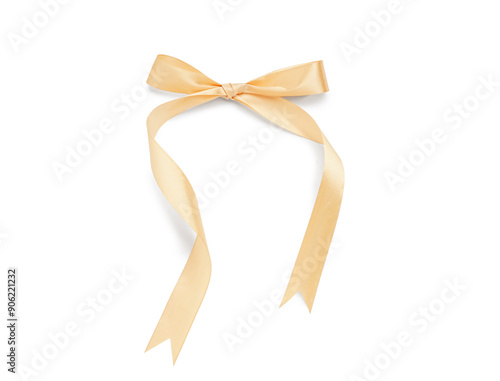 Bow made of satin ribbon on white background photo