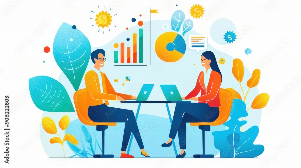 Financial consultation, client meeting with expert, flat design illustration Financial consultation, client meeting with expert, flat design illustration