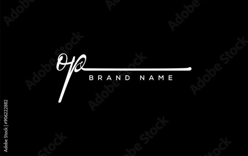 OP letter beauty handwriting vector logo.