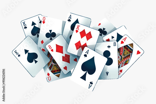 Playing cards scattered pile