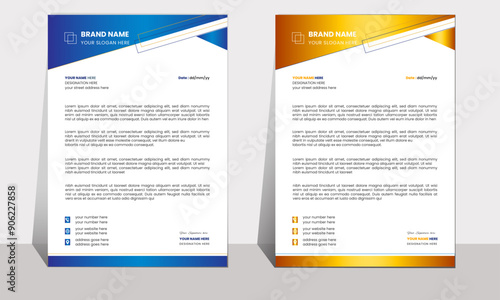 business corporate letterhead design template. two modern letterhead template design for business identity. Business and Office letterhead templates for your project design.