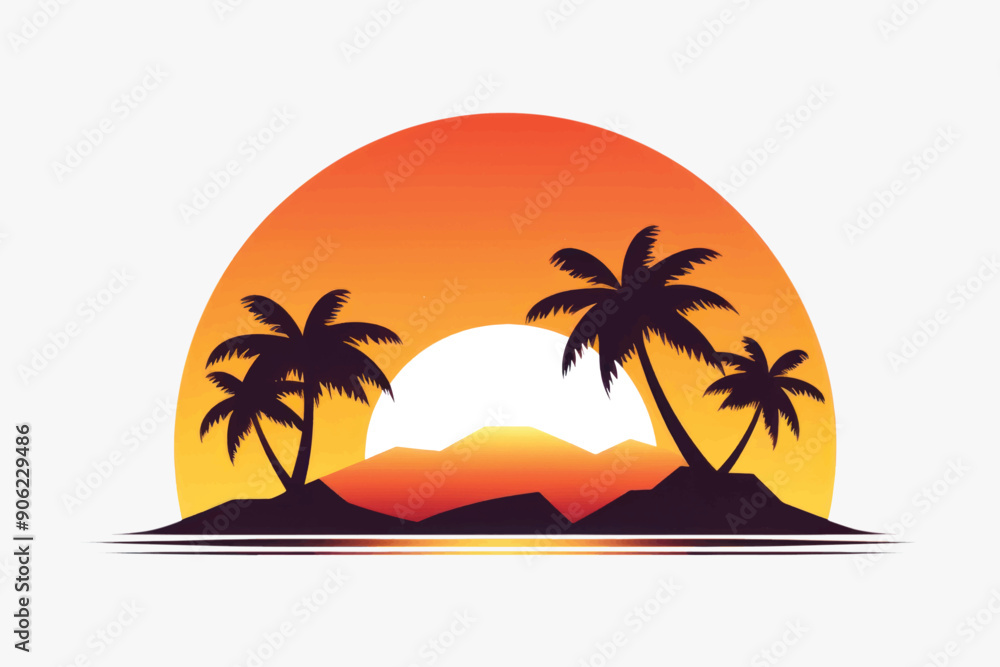 Fototapeta premium Tropical sunset island scene