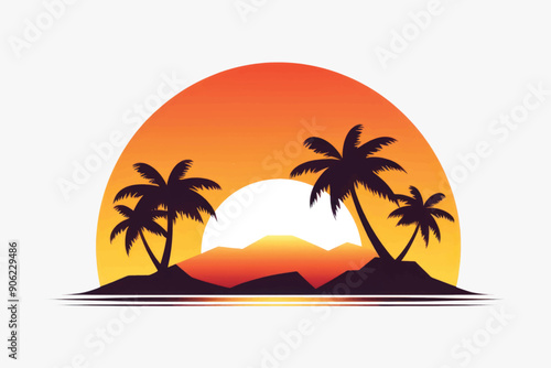 Tropical sunset island scene
