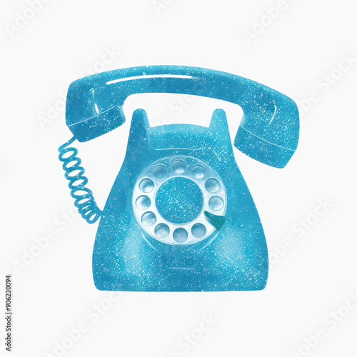 Vintage blue rotary phone illustration
