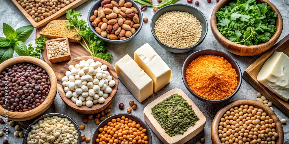Plant based protein sources like lentils beans and tofu AI Generative Plant based protein sources like lentils beans and tofu AI Generative