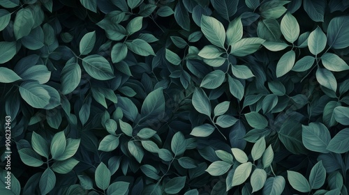 Wallpaper Mural A close up of green leaves with a lush green background Torontodigital.ca