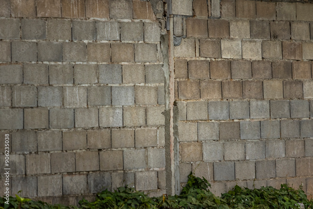 Fototapeta premium old brick wall with fence