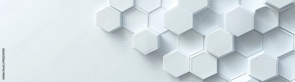 Abstract white background with hexagon pattern for banner, poster or presentation design. Minimalistic concept with light and shadow effect on the wall. Background for digital media and technology the Abstract white background with hexagon pattern for banner, poster or presentation design. Minimalistic concept with light and shadow effect on the wall. Background for digital media and technology the