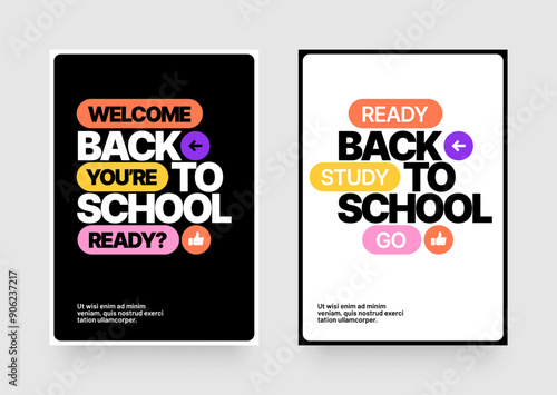 Back to school layout template. Design with colorful geometric shapes and eye catching typography for your flyer, poster, cover, brochure or banner.