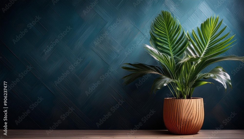 Stylish Greenery: Modern Plant with Dark Background Stylish Greenery: Modern Plant with Dark Background