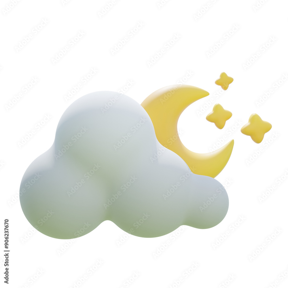 Obraz premium white yellow evening clouds 3d illustration