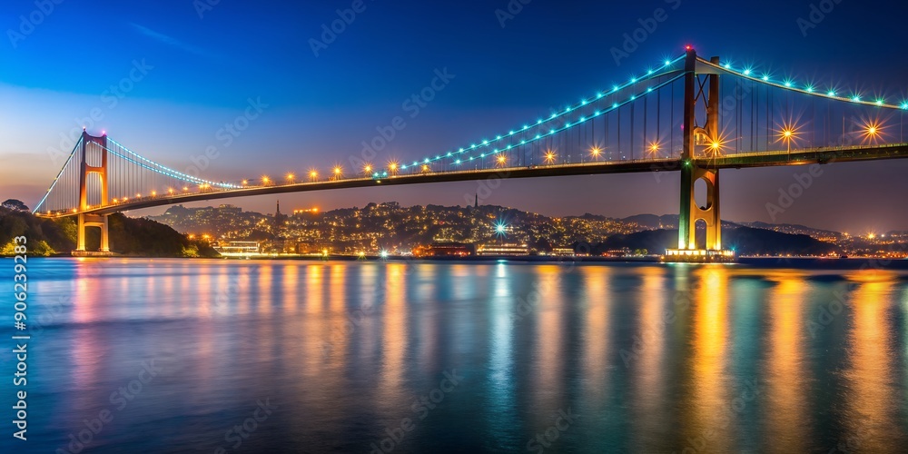 Fototapeta premium Istanbul Bosphorus Bridge at Night AI Generative