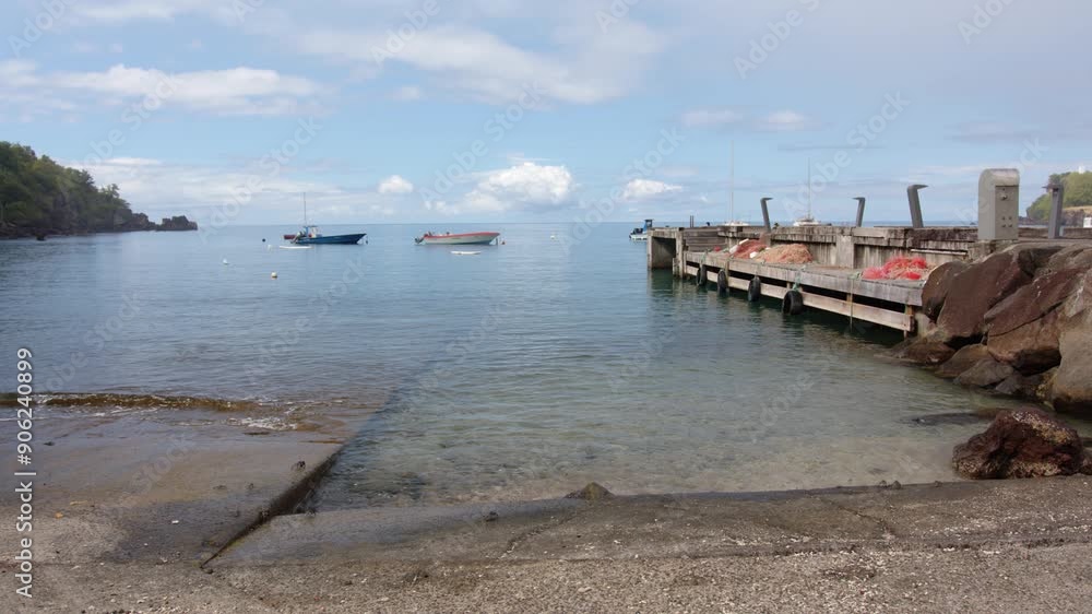 Small Waves Splashing Seaside Promenade - Wide Shot Small Waves Splashing Seaside Promenade - Wide Shot