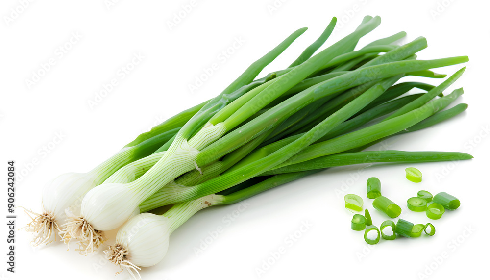 Green onion isolated on the white background with full depth of field Green onion isolated on the white background with full depth of field