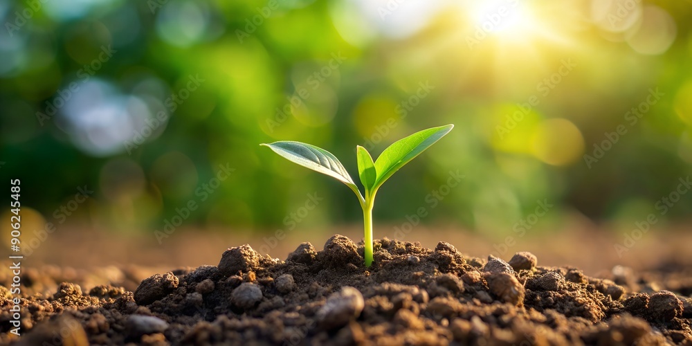 Small seedling is growing from soil ground in farmland plantation AI-Created Content Small seedling is growing from soil ground in farmland plantation AI-Created Content