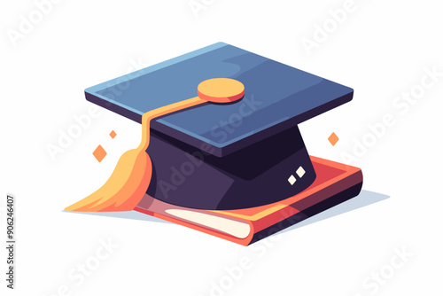 Flat icon graduation cap, vector illustration