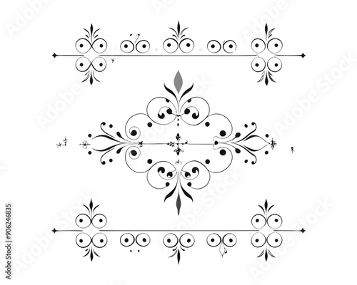 Set of Fancy Decorative Ornamental Lines vector. ai generated